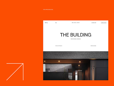 Landing page THE BUILDING progress about page analytics android app design animation app design chart home page ios design landing page location main page minimalism mobile design motion profile trending typography ui ux design webdesign website