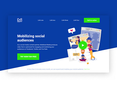 Landing page for MobilizedMedia adaptive blue custom design desktop illustrations landing landingpage responsive web webdesign website