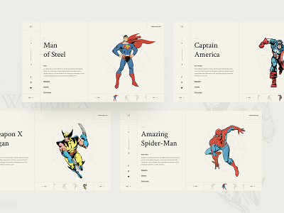 Marvel DC crossover website vintage style design analytics android cards chart dashboard dropdown ios iphonex location marvel minimalism mobile monitoring profile search smart home ui uidesign vintage website