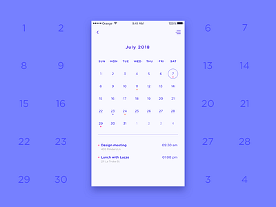 App | Calendar 📅 [20/30] calendar daily creative challenge design flat design illustration julie charrier minimal sketchapp ui