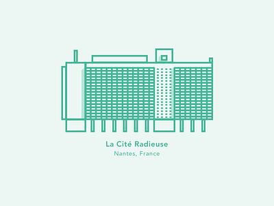Illustration | La Cité Radieuse 🏢 architecture building icon illustration julie charrier le corbusier minimalism nantes sketchapp ui