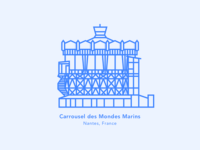 Illustration | Carousel of the Sea World 🎠 building carousel icon illustration julie charrier minimalism nantes sea world sketchapp ui