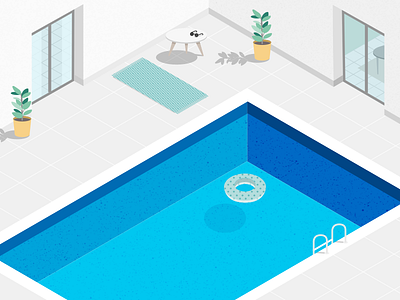 Illustration | Swimming pool 💦 illustration isometric julie charrier minimalism plant pool sketchapp summer swimming pool vector