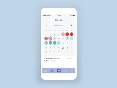App | Clue - Calendar app clue health julie charrier minimal ovulation periods sketchapp tracker ui web design woman