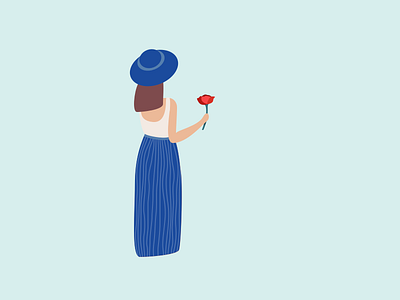 Illustration | Woman with a poppy 🌺 character dress flat flower hat illustration julie charrier lady minimal poppy sketchapp summer ui woman