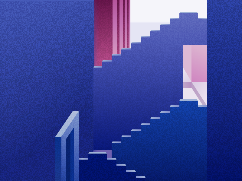 Illustration | La Muralla Roja 🎨 pink purple blue graphic architecture muralla roja isometric vector minimal illustration sketchapp julie charrier
