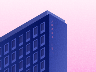 Illustration - Calle de Arapiles 🏢 arapiles architecture blue building graphic illustration isometric julie charrier madrid minimal pink sketchapp spain vector