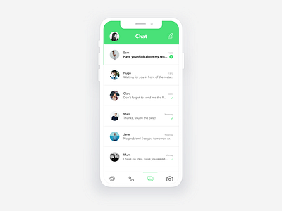 App | WhatsApp Redesign Concept 💬 app chat concept illustration julie charrier message messenger minimal redesign sketchapp ui ux vector whatsapp