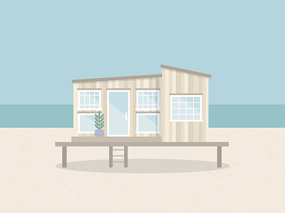 Illustration | Tiny house 🏠 flat graphic holidays house illustration illustrator julie charrier minimal ocean sea shed summer tiny house ui vector