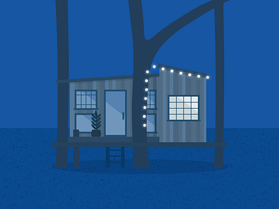 Illustration | Tiny house by night 🏠 flat forest home illustration julie charrier minimal ocean tinyhouse ui vector