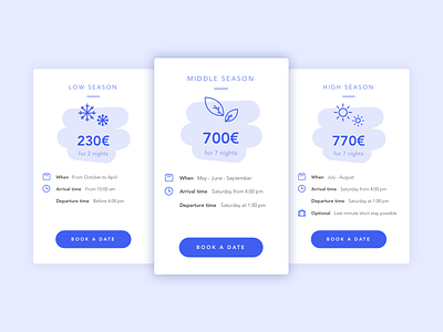 Cards | Pricing for vacation rentals 🏠 card cards flat illustration julie charrier minimal rental sketchapp ui ux vacation vector website