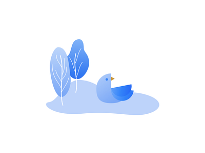 Illustration | Blue bird 🐦 bird blue flat gradient illustration julie charrier landscape minimal sketchapp tree ui vector