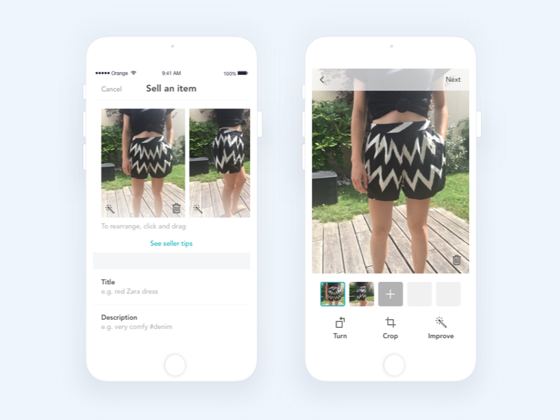 App | Vinted (Add pcitures) ๐ ios icons interface ux clothes vinted app flat ui vector minimal illustration sketchapp julie charrier