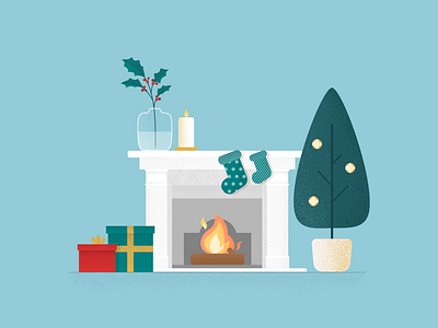 Illustration | Merry Christmas 🎄 christmas claus fireplace flat gift illustration julie charrier minimal santa season sketchapp tree ui vector xmas