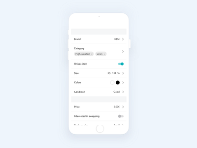 App | Vinted (Tag + Unisex button) 👕 app button design illustration interface julie charrier minimal sketchapp ui ux vector vinted