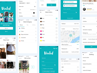 App | Vinted (Interfaces) 👕 clothes illustration interfaces julie charrier minimal sketchapp ui ux vector vinted