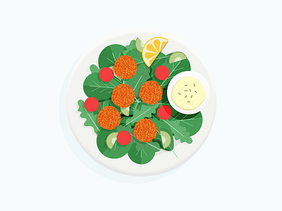 Illustration | Falafels 🥗 falafel food illustration julie charrier lemon minimal salad sketchapp tomatoe ui vector