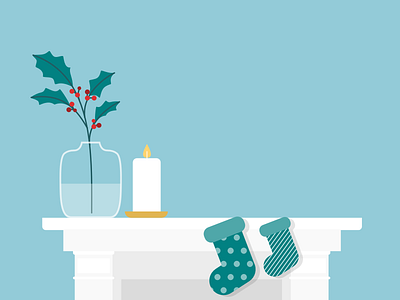 Illustration | Christmas 🎄 candle christmas fireplace flower illustration julie charrier minimal santa sketchapp socks ui vase vector xmas