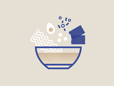 Illustration | Ramen 🍲 blue egg flat graphic illustration julie charrier minimal noodles nori ramen sketchapp tofu ui vector