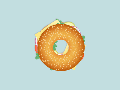 Illustration | Bagel 🍔 bagel burger cheese collaboration food gradient illustration julie charrier minimal sketchapp ui vector