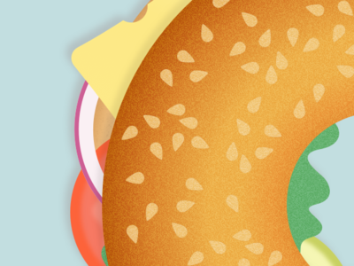 Illustration | Bagel (close-up)🍔 burger flat food illustration julie charrier minimal sketchapp ui vector