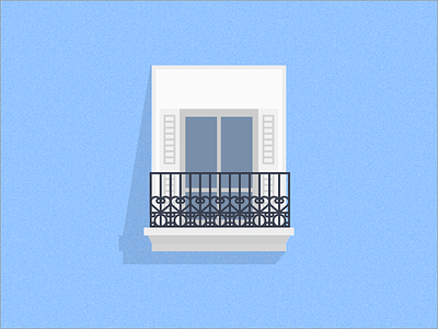 Illustration | Window architecture balcony blue flat illustration julie charrier minimal sketchapp ui vector visual window