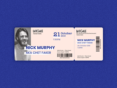 Illustration | Concert ticket 🎫 artist chet faker concert concert ticket flat graphic design graphism illustration julie charrier minimal music sketchapp ticket ui vector