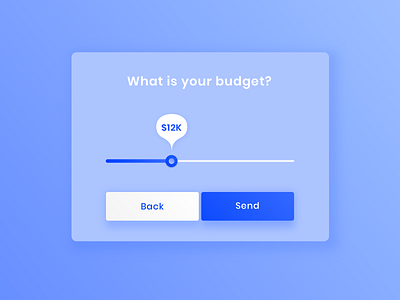 UI | What is your budget? 💵 blue budget button card gradient inquire julie charrier minimal sketchapp ui ux vector