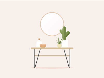 Illustration | Interior deco decoration illustration interior julie charrier minimal mirror plant illustration plants scandinavian style sketchapp ui vector