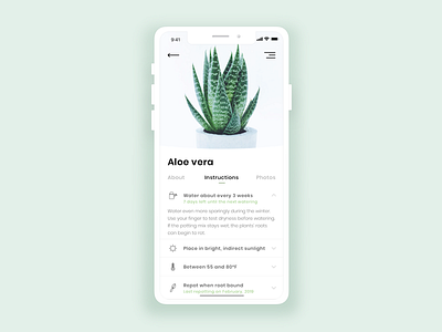 App | Plant Keeper (details) 🌿 app concept app design clean gardening illustration iphone julie charrier minimal plant plants sketchapp ui vector