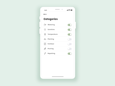 App | Plant Keeper (categories) 🌿 app concept app design clean gardening illustration ios iphone julie charrier minimal plant sketchapp ui vector