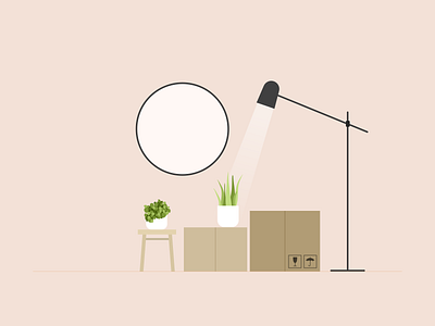 Illustration | Home 🌱 cardboard box decoration flat home illustration interior julie charrier minimal plant plants sketchapp ui vector