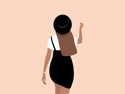 Illustration | The girl with the hat brunette character fashion flat girl hat illustration julie charrier minimal sketchapp ui vector