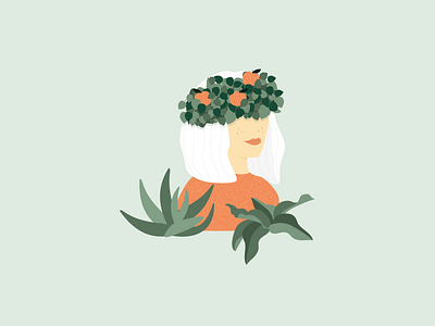 Illustration | Clementine girl 🍊 clementine crown flat girl illustration julie charrier minimal plant illustration plants sketchapp ui vector