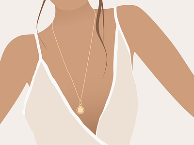 Illustration | The girl with the necklace dribbble invitation dribbble invite flat girl illustration invitation julie charrier minimal necklace summer ui vector