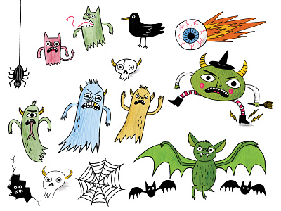 Spooky Stuff childrens book childrens illustration cute drawing cute illustration digital sketch drawing ghosts illustration monsters spider spooky spooky cute spooky illustration