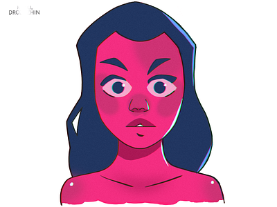 Girl with pink skin design flat icon illustration logo photoshop