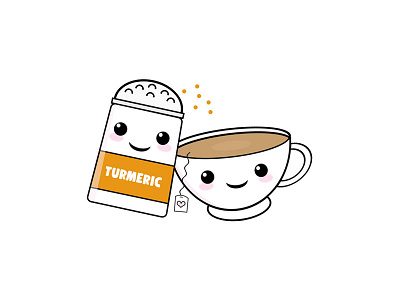 The Tea to my Turmeric character cute illustration tea turmeric