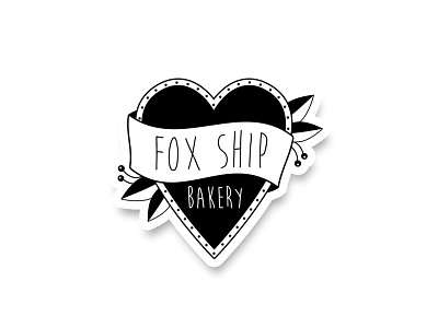 Fox Ship Bakery bakery black and white heart logo photoshop traditional