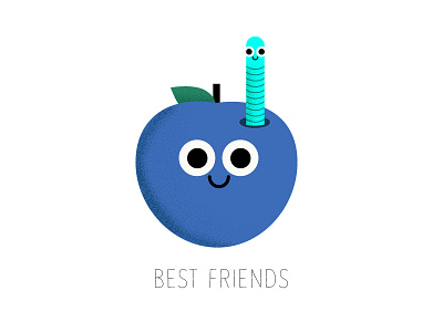 Best Friends apple character friends illustration stipple worm