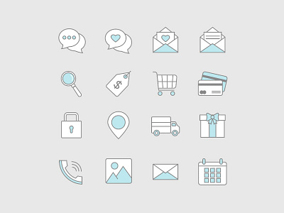 Blue and Grey Icon Set