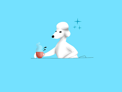 Charlie orders coffee character coffee dog poodle sketch