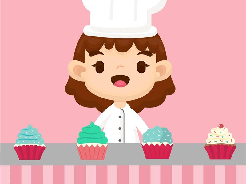 cupcakes aftereffects animate animation chef cupcakes cute design illustration
