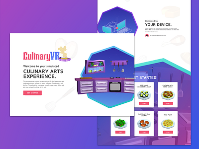 Culinary VR Landing Page chef cooking culinary gradient kitchen landing page landing page design landingpage magic stars vr web design