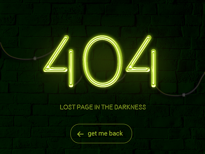 404 page (Daily UI #008) 008 404 page daily ui dailyui desktop page neoon lights ui ui challenge