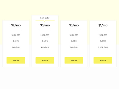 Pricing (Daily UI #030) 030 cloud computing daily ui dailyui desktop design pricing tariffs ui ui challenge ux virtual machines