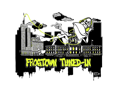 Frog Town Radio Tuned-In digital evolution of arrin illustration illustrator