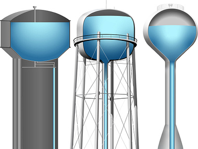 Water Towers Cut cut out factory talk view se illustration scada systems integration water managment water tower