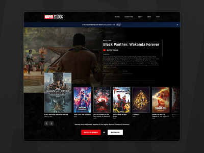 Marvel Studios – Movies Page Redesign dark dark mode design entertainment graphic design marvel marvel studios mcu movies sketch ui ux web web design website design