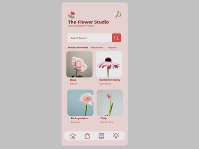 The Flower Studio Mobile App Design figma flower flower mobile app flower studio flowershop mobile app design